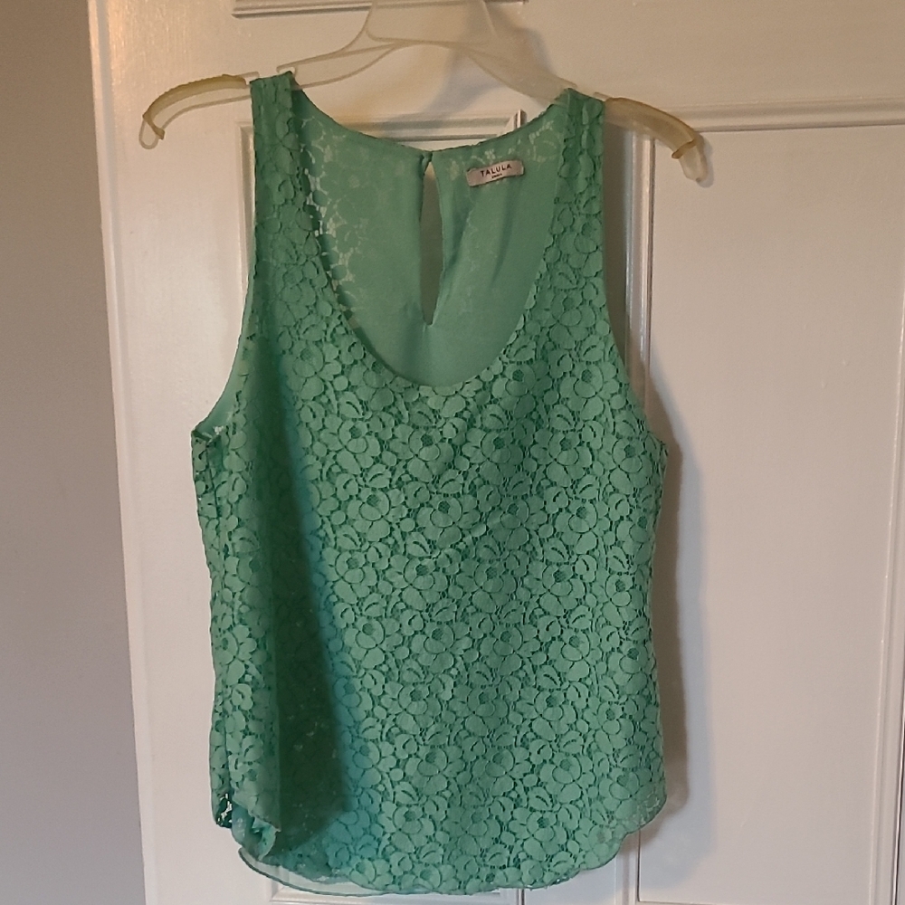 Talula Green Lace Sleeveless Tank Top